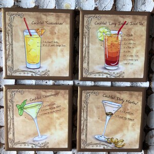 COASTERS! Classic cocktail recipe coasters with gold trim!