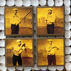 COASTERS! Vintage Detroit Wolverines baseball coasters with gold trim circa 1880's
