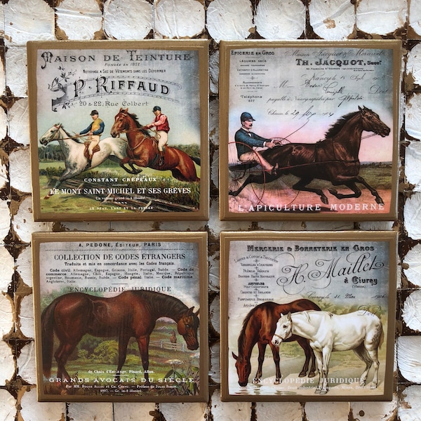 COASTERS! Equestrian inspired coastets with gold trim
