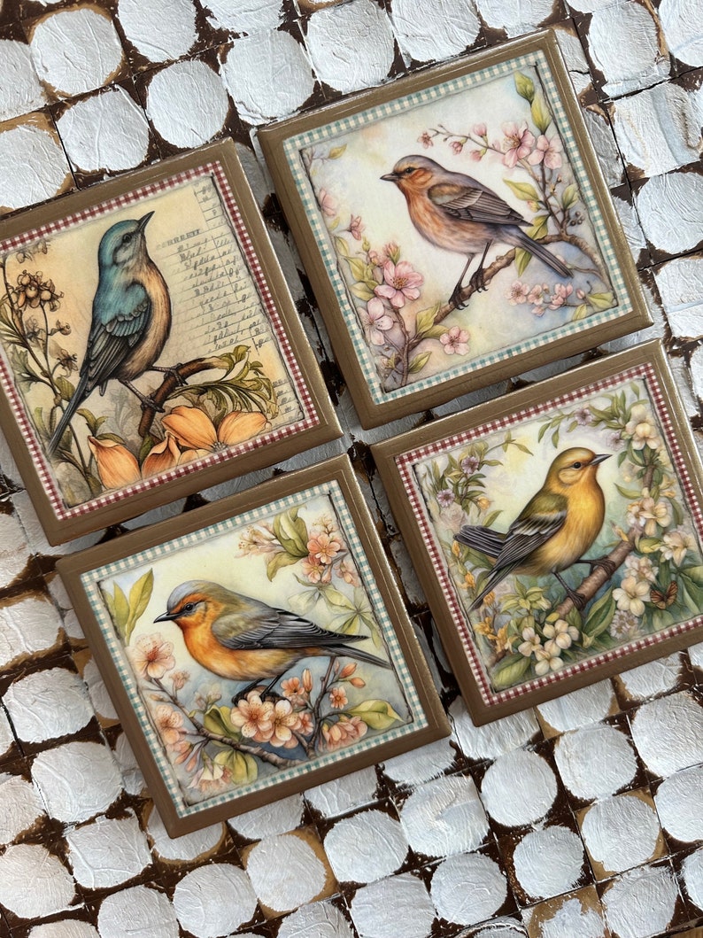craftsandthecity Bird Ceramic Coasters - Thumbnail 3