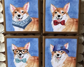 ONDERZETTERS! Corgi-onderzetters met gouden rand