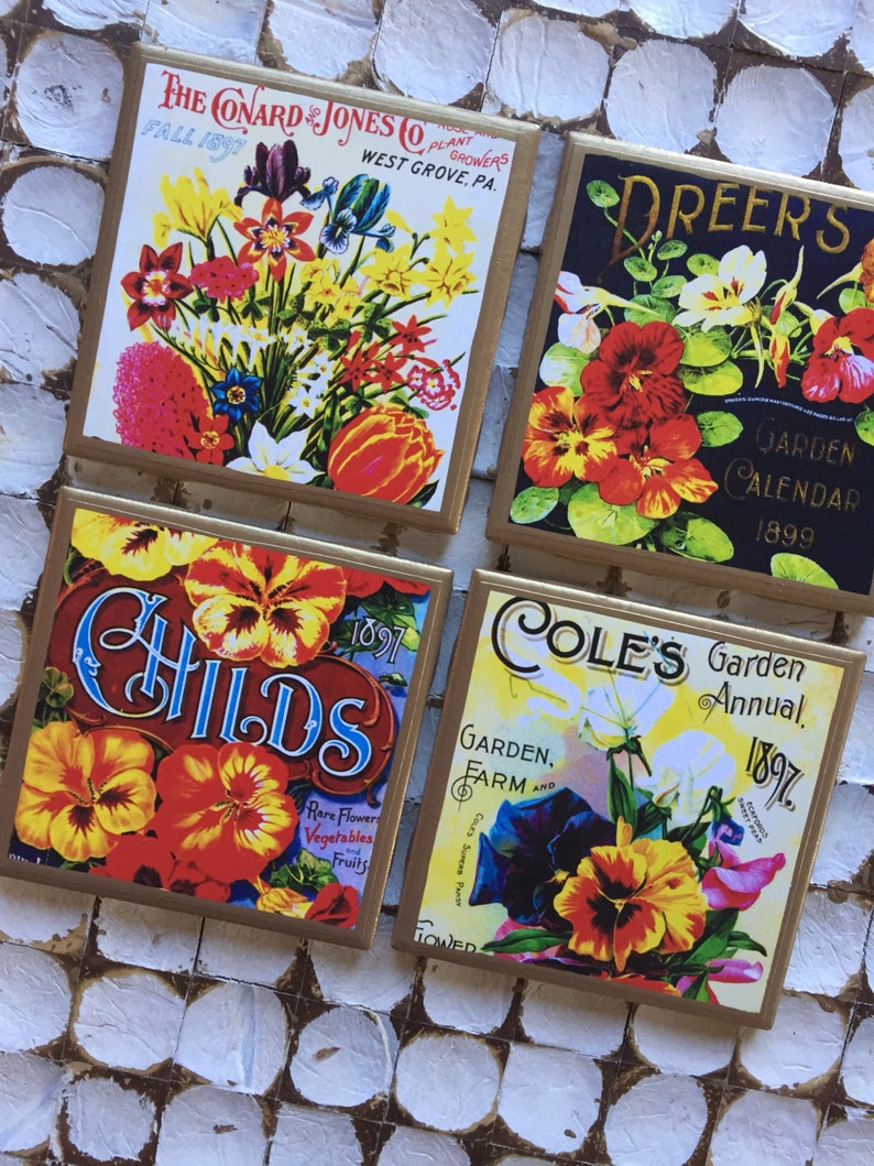 Vintage Seed Packaging Coasters - Thumbnail 3