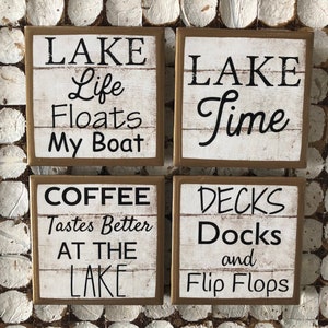 COASTERS! Lake house coasters with gold trim