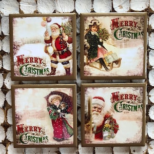 COASTERS! Vintage Christmas coasters with gold trim