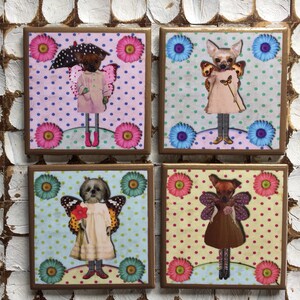 COASTERS! Whimsical dog coasters with gold trim