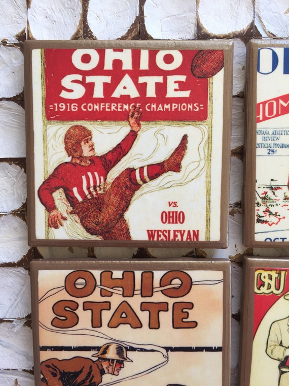 Ohio State vintage program cover coasters with gold trim Ohio State vintage program cover coasters with gold trim