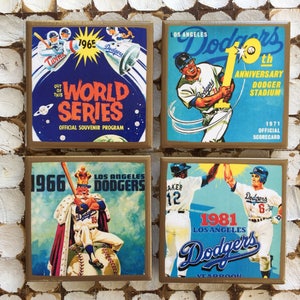 COASTERS! LA vintage baseball program cover coasters with gold trim