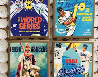 COASTERS! LA vintage baseball program cover coasters with gold trim