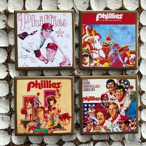 COASTERS! Philadelphia vintage baseball program cover coasters with gold trim