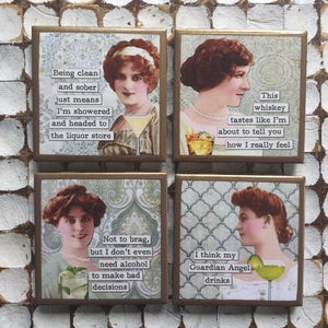 COASTERS! Funny drinking coasters with gold trim