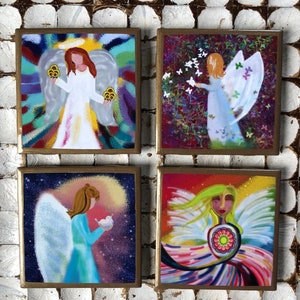 COASTERS! Whimsical Angel coasters with gold trim