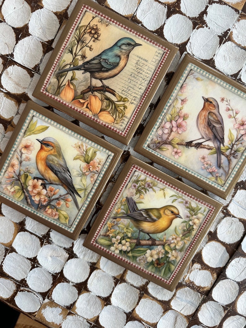 craftsandthecity Bird Ceramic Coasters - Thumbnail 2