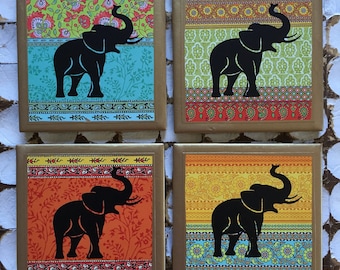 COASTERS! Elephant coasters with gold trim