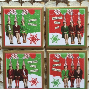 COASTERS!!! Sassy, funny Christmas coasters with gold trim. Great christmas gift!!
