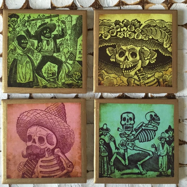 COASTERS!! Day of the Dead Coasters with Gold Trim