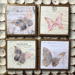 Butterfly Coasters with Gold Trim: Ceramic Coaster Set