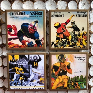 COASTERS! Pittsburgh vintage program cover coasters with gold trim