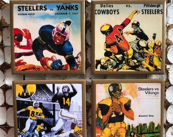 COASTERS! Pittsburgh vintage program cover coasters with gold trim