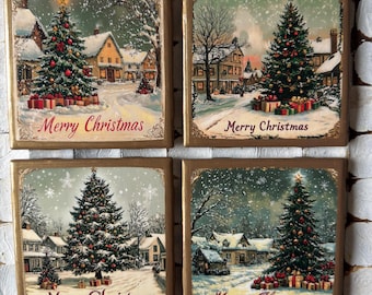 COASTERS! Nostalgic Christmas coasters with gold trim