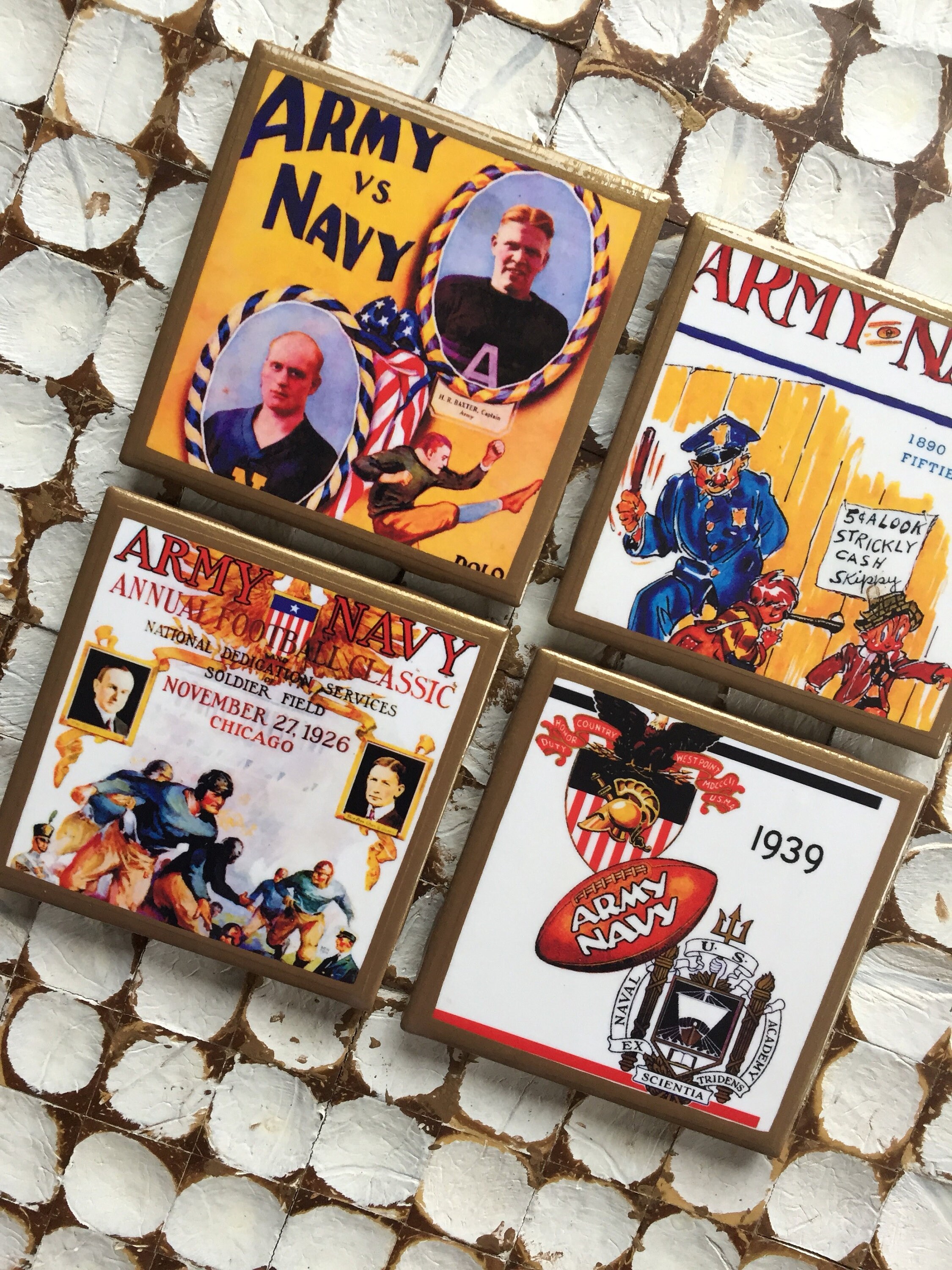 COASTERS! Vintage Army Vs Navy Football Program Cover Coasters