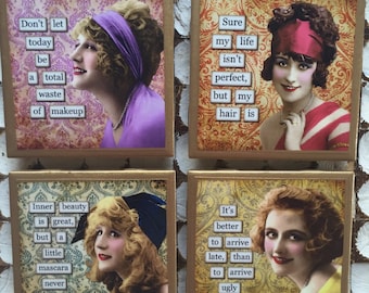 COASTERS! Hilarious sassy gals coasters with gold trim