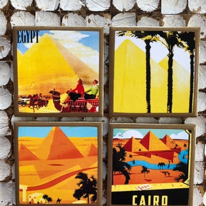 COASTERS! Vintage travel Egypt/Cairo coasters with gold trim