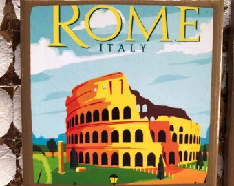 COASTERS! Vintage Italian Travel Poster Coasters With Gold Trim - Etsy