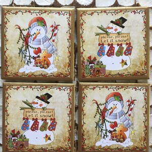 COASTERS!!! Snowman coasters with gold trim