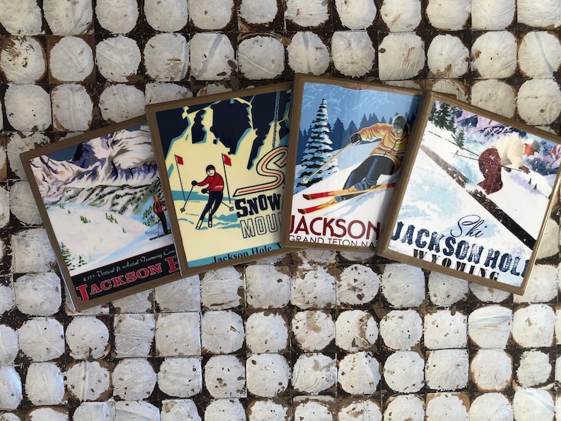 COASTERS Jackson Hole Vintage Inspired Travel Poster Coasters Etsy