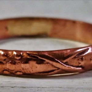 Mexican Copper Ring for women with flower pattern, naturally sourced supporting mexican charity image 5