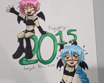 Original Copic Art: Sanrie and Paku New Year