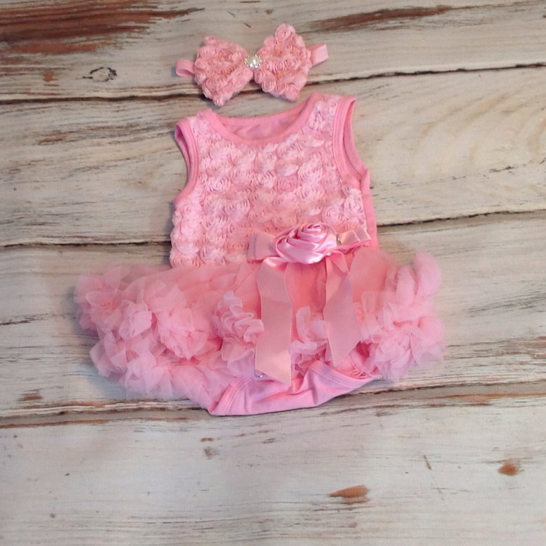 Girls tutu Onesie Tutu Baby Tutu dress- baby tutu onesie- pink tutu pink pettiskirt -First Birthday dress-Wedding Pettiskirt