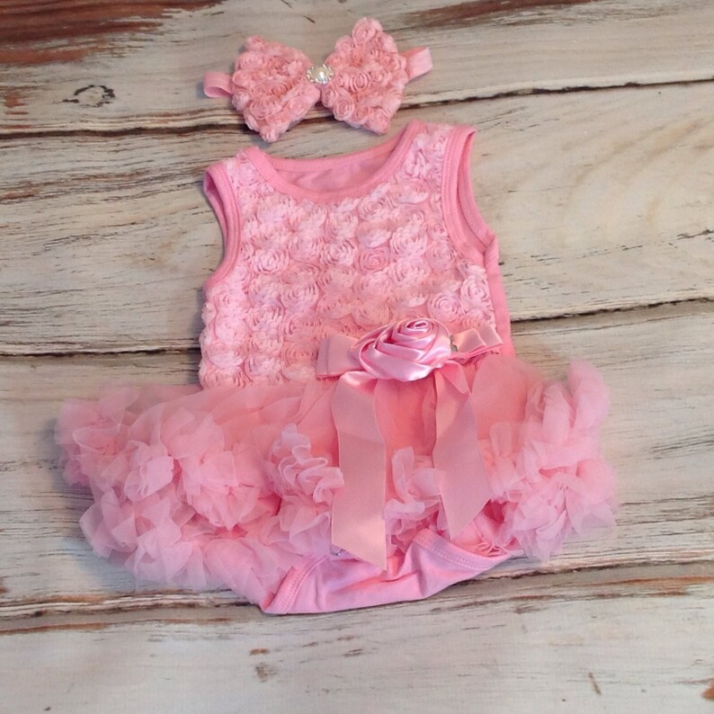 Girls tutu Onesie Tutu Baby Tutu dress- baby tutu onesie- pink tutu pink pettiskirt -First Birthday dress-Wedding Pettiskirt
