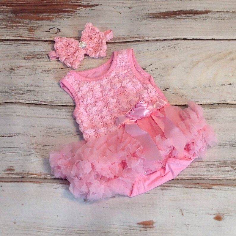 Girls tutu Onesie Tutu Baby Tutu dress- baby tutu onesie- pink tutu pink pettiskirt -First Birthday dress-Wedding Pettiskirt