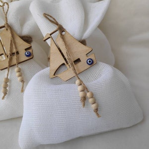 10pcs Greek orthodox boubounieres, christening favor, boubounieres, baptism, evil eye boubounieres, sailboat favors, all event favors