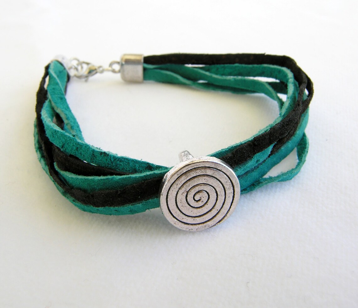 Multistrand Leather Bracelet Two Color Leather Bracelet Etsy