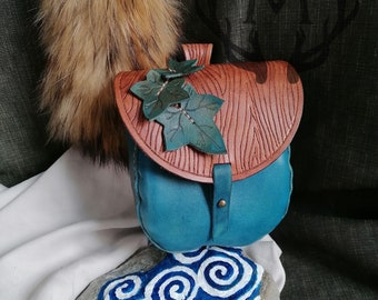 Cottagecore Ivy Leaf Pouch, Handmade Leather Belt Bag | Fairy, Elf, Ranger, LARP, Nymph