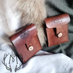 Wikinger-Gürteltasche aus Leder | Viking Awe Valknut Larp RPG Celtic
