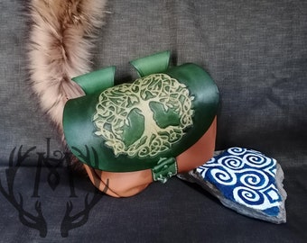 Tree of life Yggdrasill large leather belt bag | Viking Larp Celtic Knot RPG Elven