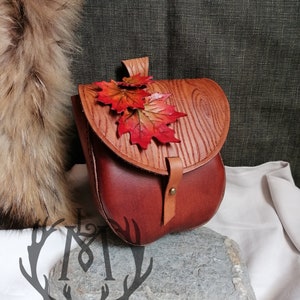 Red Maple, Handmade Leather Belt Pouch | Cottagecore, Fairy, Elf, Ranger, LARP, Nymph