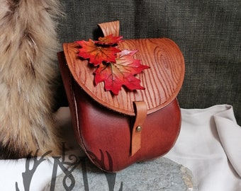 Red Maple, Handmade Leather Belt Pouch | Cottagecore, Fairy, Elf, Ranger, LARP, Nymph