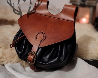Handmade Medieval Leather Belt Pouch – Fantasy, Viking & Pirate Scarsella, LARP Bushcraft Belt Bag
