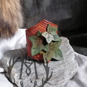 Ivy Leaves and Wood Bracelet | Leather Cuff Wristband Bracelet | Elf, Fairy, LARP, Cosplay
