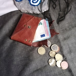 Portamonete Foglia di Acero, Piccolo portafoglio in pelle, Mini Wallet Elfico, Fairy, Celtico, Cottagecore immagine 7