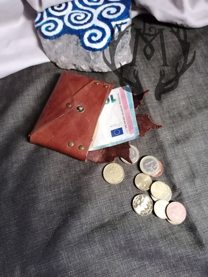 Portamonete Foglia di Acero, Piccolo portafoglio in pelle, Mini Wallet Elfico, Fairy, Celtico, Cottagecore immagine 7