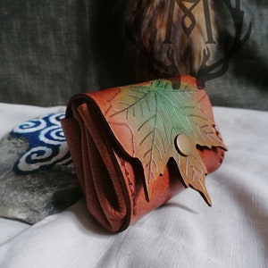 Tarjetero / Mini Cartera / Monedero Hoja de Arce, Cartera Pequeña de Piel, Mini Cartera | Élfico, Hada, Celta, Cottagecore