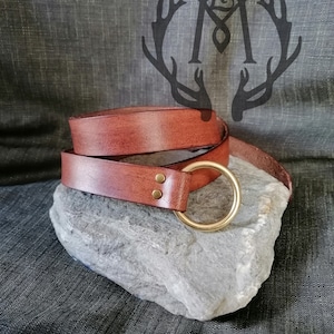 Thin leather belt with brass O ring | Medieval Celtic Viking Larp Ranger Elven