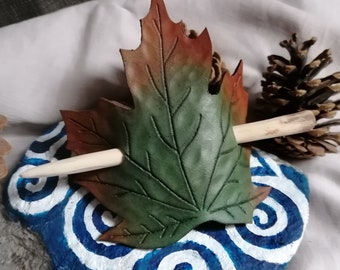 Esdoornblad haarclip Leren haarclip | Elfenfee Druïde Keltische fantasie Sca Larp