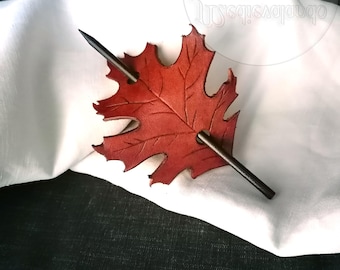 Leather Oak Leaf Hair Clip | Elf Fairy Druid Celtic Fantasy Sca Larp