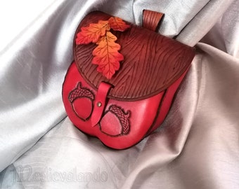 FALL OAK Handmade leather belt bag | Fairy, Elf, Ranger, LARP, Nymph